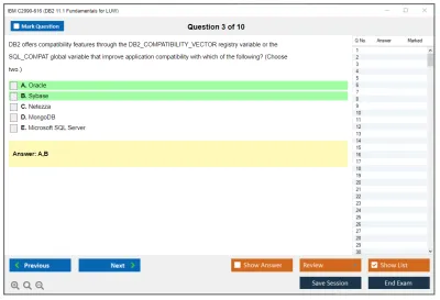 IBM C2090-616 DB2 11.1 Fundamentals for LUW Practice test exam simulator test engine exam Prep practice test questions answers Image 3