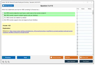 Juniper JN0-362 Service Provider Routing and Switching - Specialist (JNCIS-SP) Practice test exam simulator test engine exam Prep practice test questions answers Image 5
