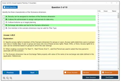 Oracle 1z0-533 Oracle Hyperion Planning 11 Essentials Practice test exam simulator test engine exam Prep practice test questions answers Image 3