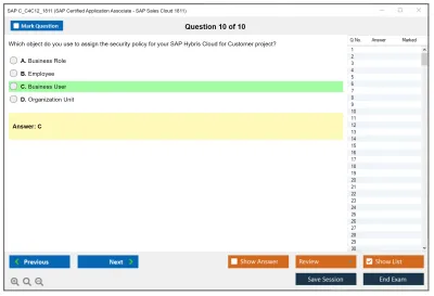 SAP C_C4C12_1811 SAP Certified Application Associate - SAP Sales Cloud 1811 Practice test exam simulator test engine exam Prep practice test questions answers Image 10
