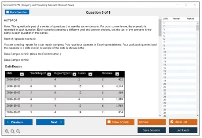 Microsoft 70-779 Analyzing and Visualizing Data with Microsoft Excel Practice test exam simulator test engine exam Prep practice test questions answers Image 3