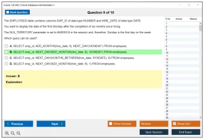 Oracle 1z0-082 Oracle Database Administration I Practice test exam simulator test engine exam Prep practice test questions answers Image 9