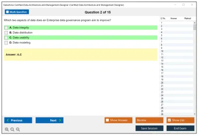 Salesforce Certified-Data-Architecture-and-Management-Designer Certified Data Architecture and Management Designer Practice test exam simulator test engine exam Prep practice test questions answers Image 2