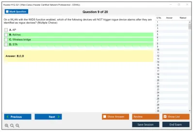 Huawei H12-321 Wlan-Cewa (Huawei Certified Network Professional - CEWA) Practice test exam simulator test engine exam Prep practice test questions answers Image 9