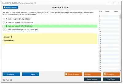 Novell 050-720 SUSE Certified Linux Administrator 11 Practice test exam simulator test engine exam Prep practice test questions answers Image 7