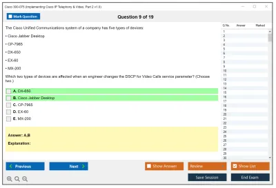 Cisco 300-075 Implementing Cisco IP Telephony &amp; Video, Part 2 v1.0 Practice test exam simulator test engine exam Prep practice test questions answers Image 9