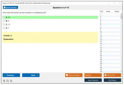 Oracle 1z0-1053-22 Oracle Benefits Cloud 2022 Implementation Professional Practice test exam simulator test engine exam Prep practice test questions answers Image 8