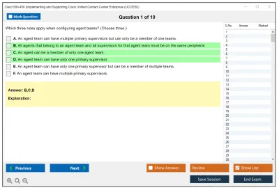 Cisco 500-450 Implementing and Supporting Cisco Unified Contact Center Enterprise (UCCEIS) Practice test exam simulator test engine exam Prep practice test questions answers Image 1
