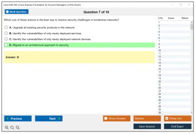 Cisco 646-365 Cisco Express Foundation for Account Managers (CXFA) Exam Practice test exam simulator test engine exam Prep practice test questions answers Image 7