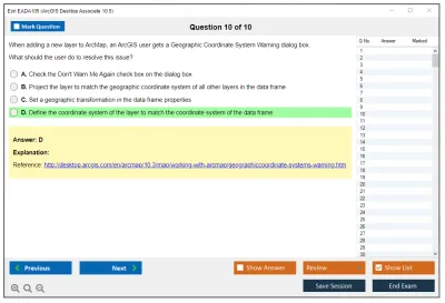 Esri EADA105 ArcGIS Desktop Associate 10.5 Practice test exam simulator test engine exam Prep practice test questions answers Image 10