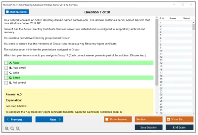 Microsoft 70-412 Configuring Advanced Windows Server 2012 R2 Services Practice test exam simulator test engine exam Prep practice test questions answers Image 7