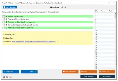 Avaya 7141X Avaya Equinox™ Solution with Avaya Aura Collaboration Applications Integration Exam Practice test exam simulator test engine exam Prep practice test questions answers Image 1