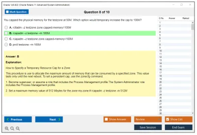 Oracle 1z0-822 Oracle Solaris 11 Advanced System Administration Practice test exam simulator test engine exam Prep practice test questions answers Image 8
