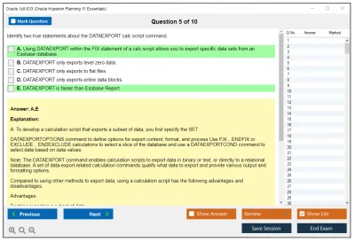 Oracle 1z0-533 Oracle Hyperion Planning 11 Essentials Practice test exam simulator test engine exam Prep practice test questions answers Image 5