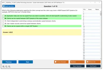 SAP C_TADM55a_75 SAP Certified Technology Associate - System Administration (SAP HANA) with SAP NetWeaver 7.5 Practice test exam simulator test engine exam Prep practice test questions answers Image 1