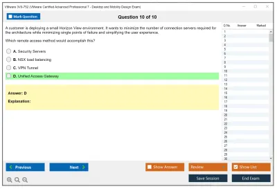 VMware 3V0-752 VMware Certified Advanced Professional 7 - Desktop and Mobility Design Exam Practice test exam simulator test engine exam Prep practice test questions answers Image 10
