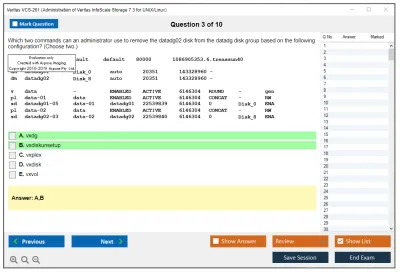Veritas VCS-261 Administration of Veritas InfoScale Storage 7.3 for UNIX/Linux Practice test exam simulator test engine exam Prep practice test questions answers Image 3