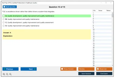 Test Prep CPHQ Certified Professional in Healthcare Quality Examination Practice test exam simulator test engine exam Prep practice test questions answers Image 10