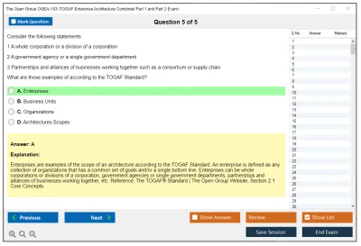 The Open Group OGEA-103 TOGAF Enterprise Architecture Combined Part 1 and Part 2 Exam Practice test exam simulator test engine exam Prep practice test questions answers Image 5