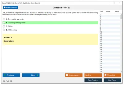 CompTIA 220-1002 CompTIA A+ Certification Exam: Core 2 Practice test exam simulator test engine exam Prep practice test questions answers Image 14