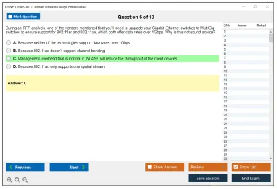 CWNP CWDP-303 Certified Wireless Design Professional Practice test exam simulator test engine exam Prep practice test questions answers Image 6
