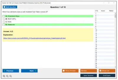 Oracle 1z0-1041-22 Oracle Cloud Platform Enterprise Analytics 2022 Professional Practice test exam simulator test engine exam Prep practice test questions answers Image 1