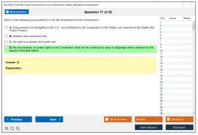 Test Prep TCLEOSE Texas Commission on Law Enforcement Officers Standards and Education Practice test exam simulator test engine exam Prep practice test questions answers Image 17
