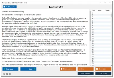 The Open Group OG0-092 TOGAF 9 Part 2 Practice test exam simulator test engine exam Prep practice test questions answers Image 7