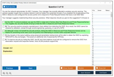 CWNP CWNA-106 Certified Wireless Network Administrator Practice test exam simulator test engine exam Prep practice test questions answers Image 3
