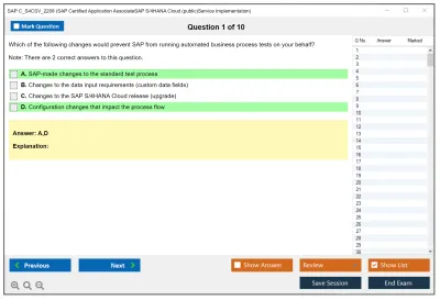 SAP C_S4CSV_2208 SAP Certified Application AssociateSAP S/4HANA Cloud (public)Service Implementation Practice test exam simulator test engine exam Prep practice test questions answers Image 1