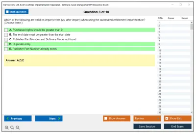 ServiceNow CIS-SAM Certified Implementation Specialist - Software Asset Management Professional Exam Practice test exam simulator test engine exam Prep practice test questions answers Image 3