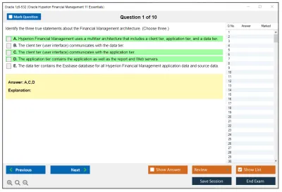 Oracle 1z0-532 Oracle Hyperion Financial Management 11 Essentials Practice test exam simulator test engine exam Prep practice test questions answers Image 1