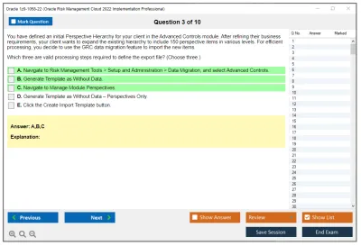 Oracle 1z0-1058-22 Oracle Risk Management Cloud 2022 Implementation Professional Practice test exam simulator test engine exam Prep practice test questions answers Image 3