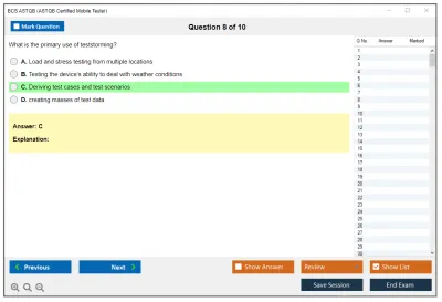 BCS ASTQB ASTQB Certified Mobile Tester Practice test exam simulator test engine exam Prep practice test questions answers Image 8
