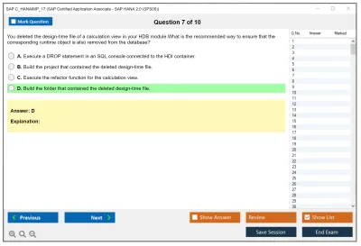 SAP C_HANAIMP_17 SAP Certified Application Associate - SAP HANA 2.0 (SPS05) Practice test exam simulator test engine exam Prep practice test questions answers Image 7