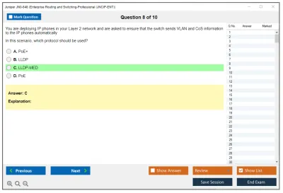 Juniper JN0-648 Enterprise Routing and Switching-Professional (JNCIP-ENT) Practice test exam simulator test engine exam Prep practice test questions answers Image 8