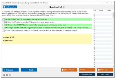 Hitachi HH0-450 Hitachi Data Systems Storage Architect-Hitachi NAS Platform Practice test exam simulator test engine exam Prep practice test questions answers Image 2