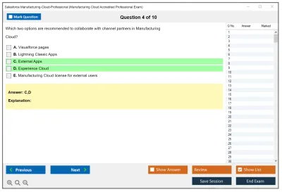 Salesforce Manufacturing-Cloud-Professional Manufacturing Cloud Accredited Professional Practice test exam simulator test engine exam Prep practice test questions answers Image 4