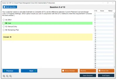 Oracle 1z0-1057-22 Oracle Project Management Cloud 2022 Implementation Professional Practice test exam simulator test engine exam Prep practice test questions answers Image 8