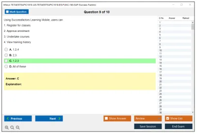 Infosys TETAESTSAPIC1019 AS-TETAESTSAPIC1019-ES-FUNC-100-SAP-Success Factors Practice test exam simulator test engine exam Prep practice test questions answers Image 9