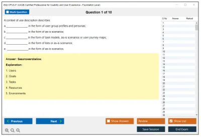 iSQI CPUX-F UXQB Certified Professional for Usability and User Experience - Foundation Level Practice test exam simulator test engine exam Prep practice test questions answers Image 1