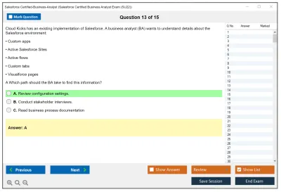 Salesforce Certified-Business-Analyst Salesforce Certified Business Analyst Practice test exam simulator test engine exam Prep practice test questions answers Image 13
