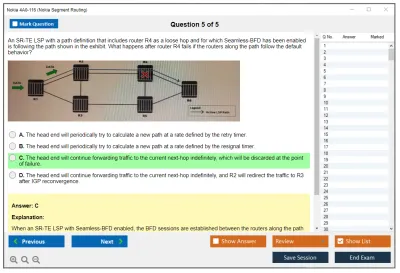 Nokia 4A0-116 Nokia Segment Routing Exam Practice test exam simulator test engine exam Prep practice test questions answers Image 5
