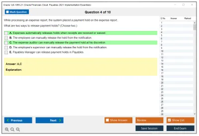 Oracle 1z0-1055-21 Oracle Financials Cloud: Payables 2021 Implementation Essentials Practice test exam simulator test engine exam Prep practice test questions answers Image 4