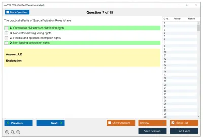 NACVA CVA Certified Valuation Analyst Practice test exam simulator test engine exam Prep practice test questions answers Image 7