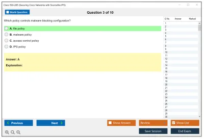 Cisco 500-285 Securing Cisco Networks with Sourcefire IPS Practice test exam simulator test engine exam Prep practice test questions answers Image 3