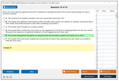 iSQI CPUX-F UXQB Certified Professional for Usability and User Experience - Foundation Level Practice test exam simulator test engine exam Prep practice test questions answers Image 10