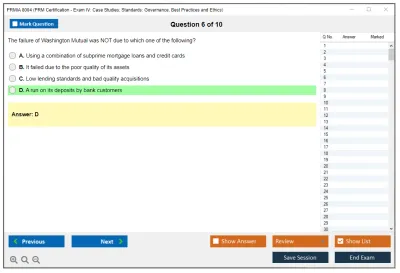 PRMIA 8004 PRM Certification - Exam IV: Case Studies; Standards: Governance, Best Practices and Ethics Practice test exam simulator test engine exam Prep practice test questions answers Image 6