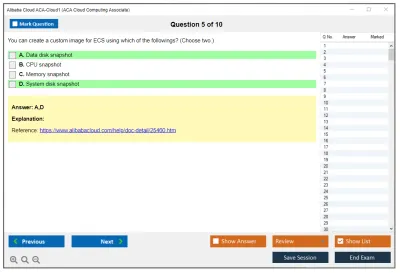 Alibaba Cloud ACA-Cloud1 ACA Cloud Computing Associate Practice test exam simulator test engine exam Prep practice test questions answers Image 5