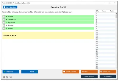 Android AND-802 Android Security Essentials Practice test exam simulator test engine exam Prep practice test questions answers Image 5
